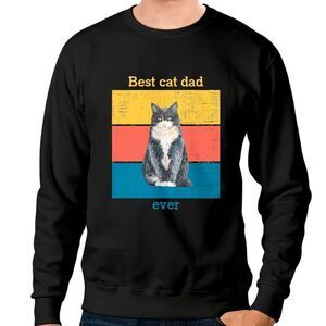 Best Cat Dad Ever Funny Cat Graphic Crewneck Sweatshirt